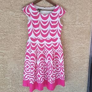 NWT TALBOTS  Super cute Retro 50s style Cap sleeve pleated pink & white dress 4